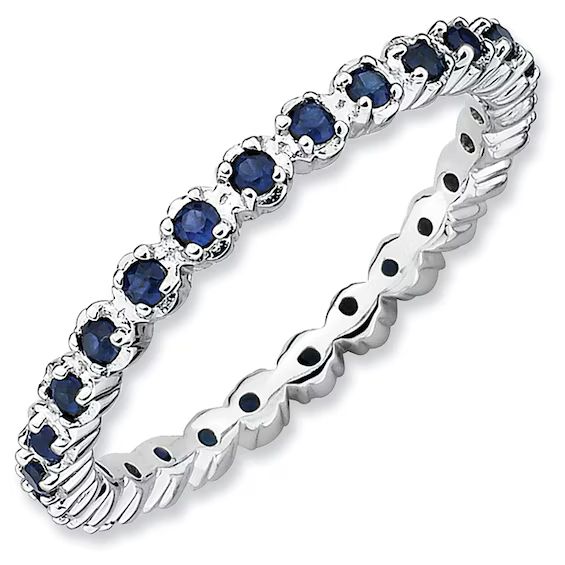 Stackable Expressions™ Prong-Set Lab-Created Blue Sapphire Eternity Band in Sterling Silver|Zal... | Zales