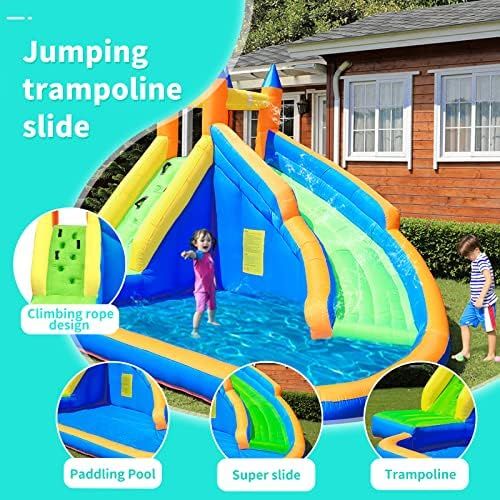 Doctor Dolphin Inflatable Water Slide ,Long Slides for Kids Backyard with Climbing Wall,Kids Boun... | Amazon (US)