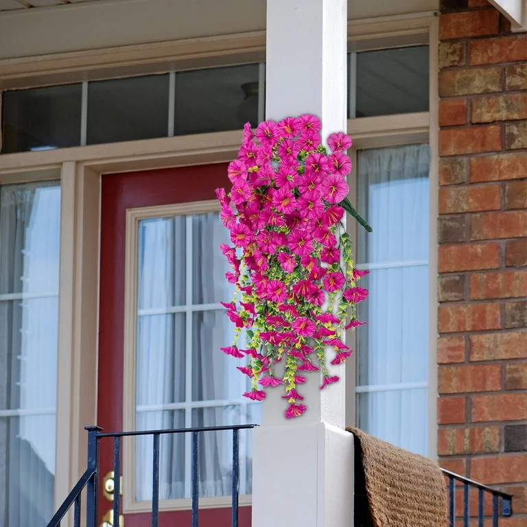 Twfbrm Artificial Hanging Flowers for Outdoor, 30" Long Realistic Silk Morning Glory with Eucalyp... | Walmart (US)