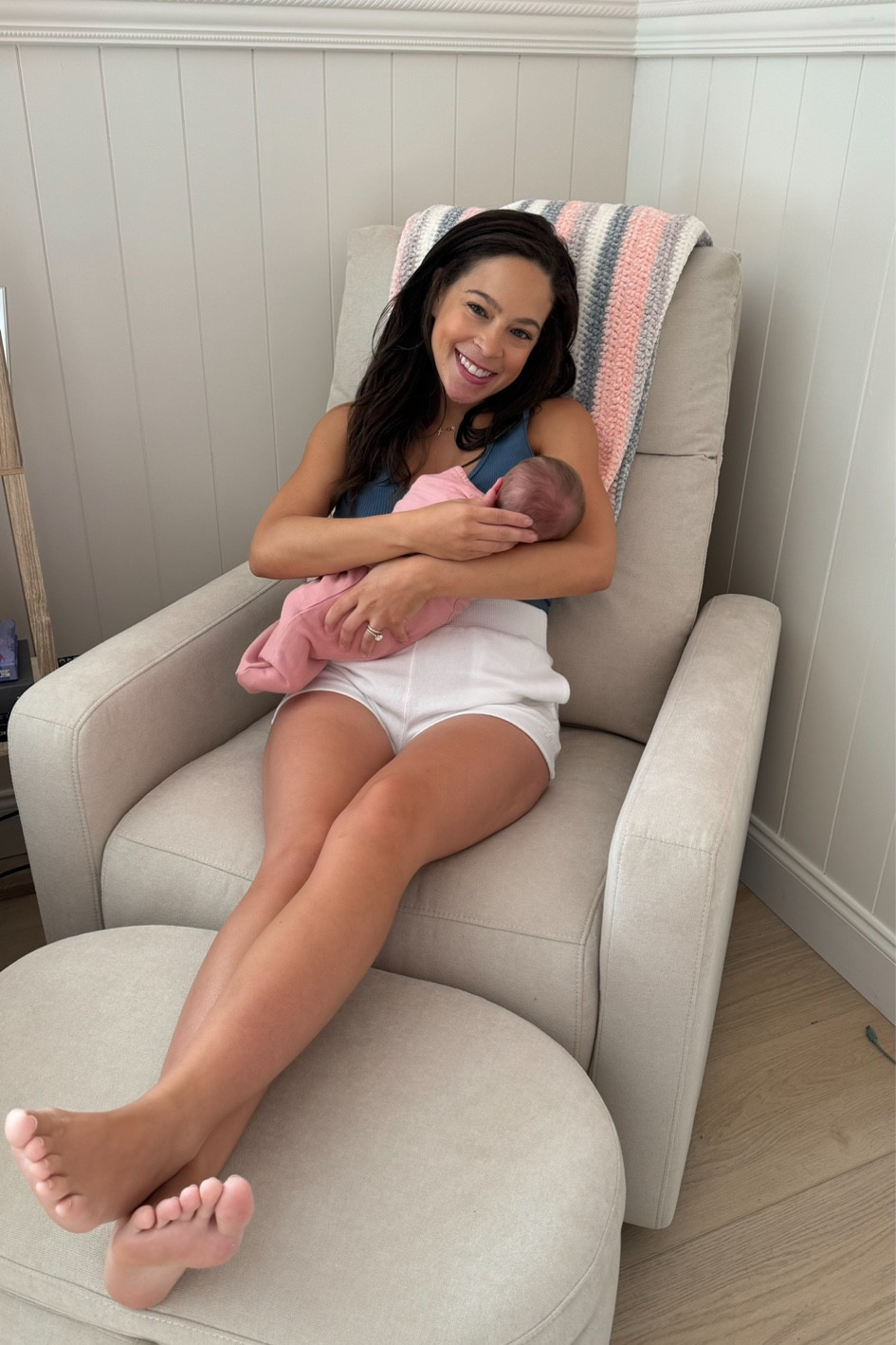 A good glider makes a big difference! I wanted one that reclines, rocks, spins, and is electric rather than manual! This one is in her nursery and it is from Nurture& so cozy but we also have the Kiwi for our bedroom!

#LTKFamily #LTKBump #LTKBaby