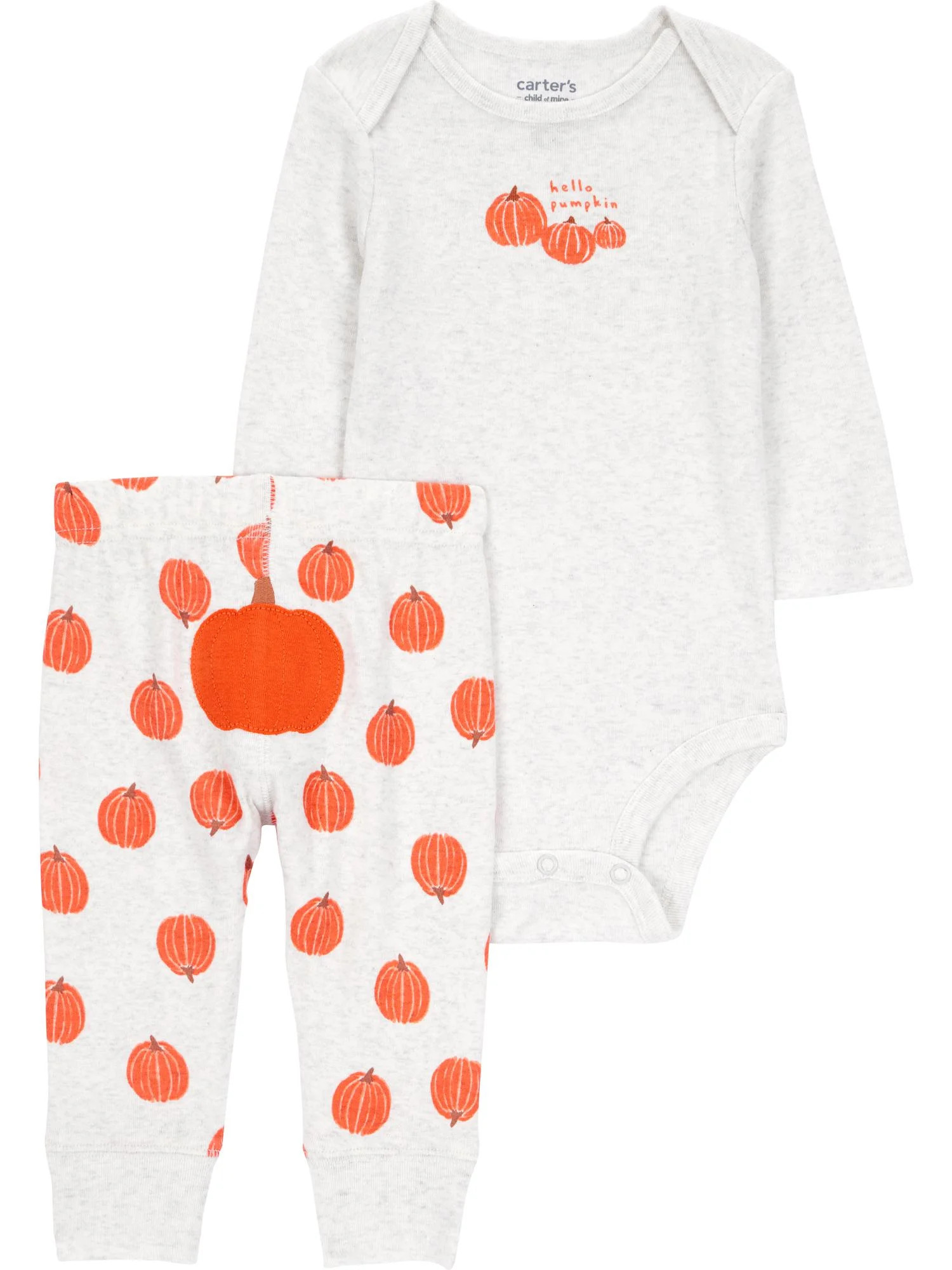 Carter's Child of Mine Baby Unisex Pumpkin Outfit Set, 2-Piece, Sizes Newborn-12 Months | Walmart (US)