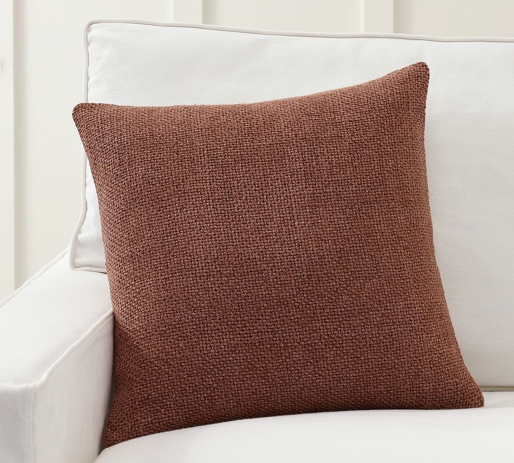 Faye Linen Textured Pillow Cover, 20 x 20", Clay | Pottery Barn (US)