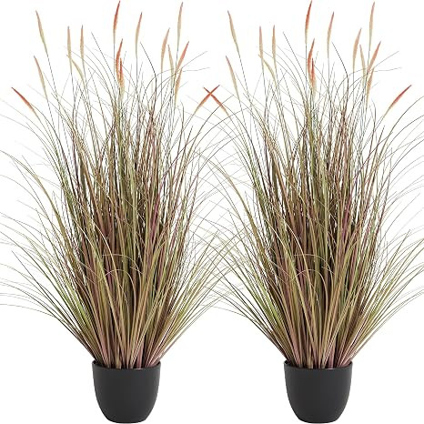 4ft 2-Pack Artificial Cattail Reed Grass, 47.2’’ Fake Indoor Outdoor Plants | Artificial Onio... | Amazon (US)
