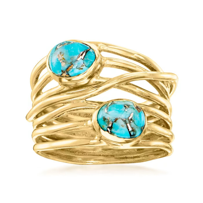 Turquoise Highway Ring in 18kt Gold Over Sterling | Ross-Simons