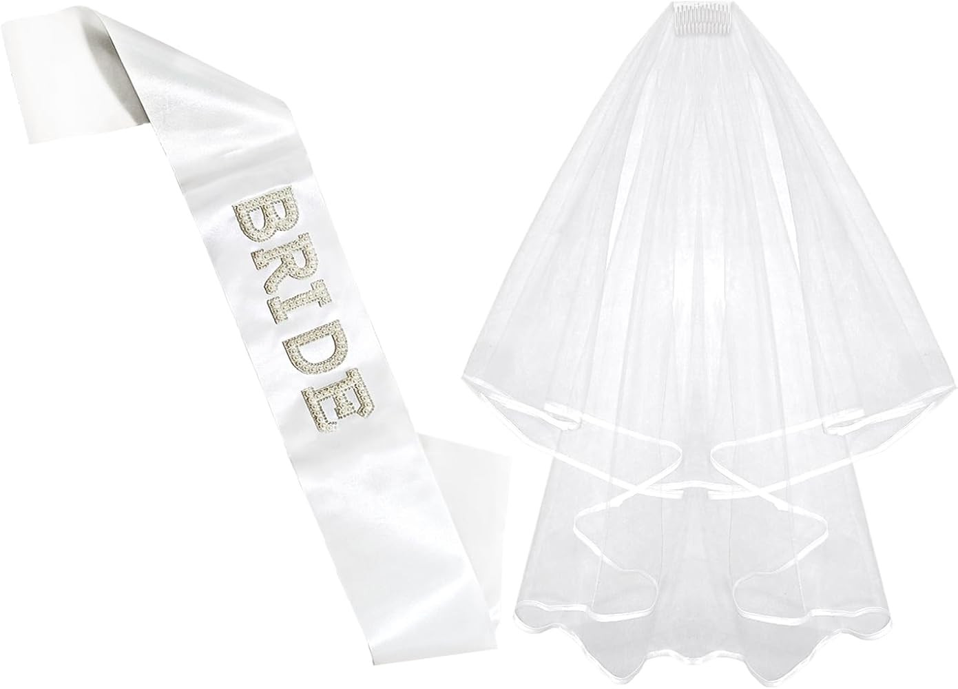 Bride Veil White, Bridal Veil, White Sash | Amazon (US)