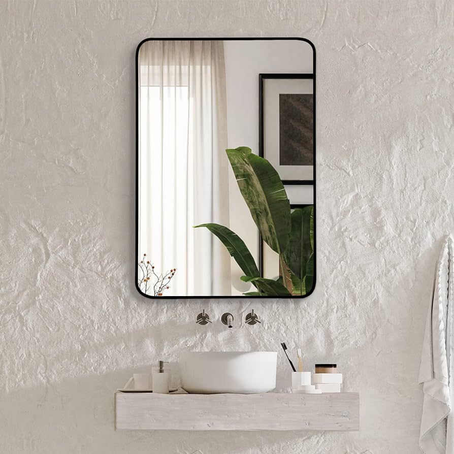 Black Bathroom Mirror for Wall, Rectangle Vanity Mirrors,24''x36'',Wall Mirror for Bedroom, Entry... | Amazon (US)
