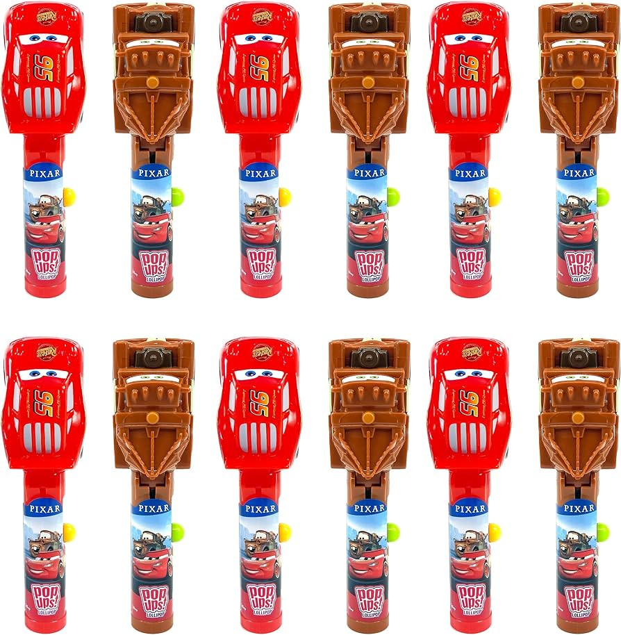 Pop Ups! Cars Lollipop Holders - Mater and Lightning McQueen - 12 Chupa Chups Lollipops with Case... | Amazon (US)