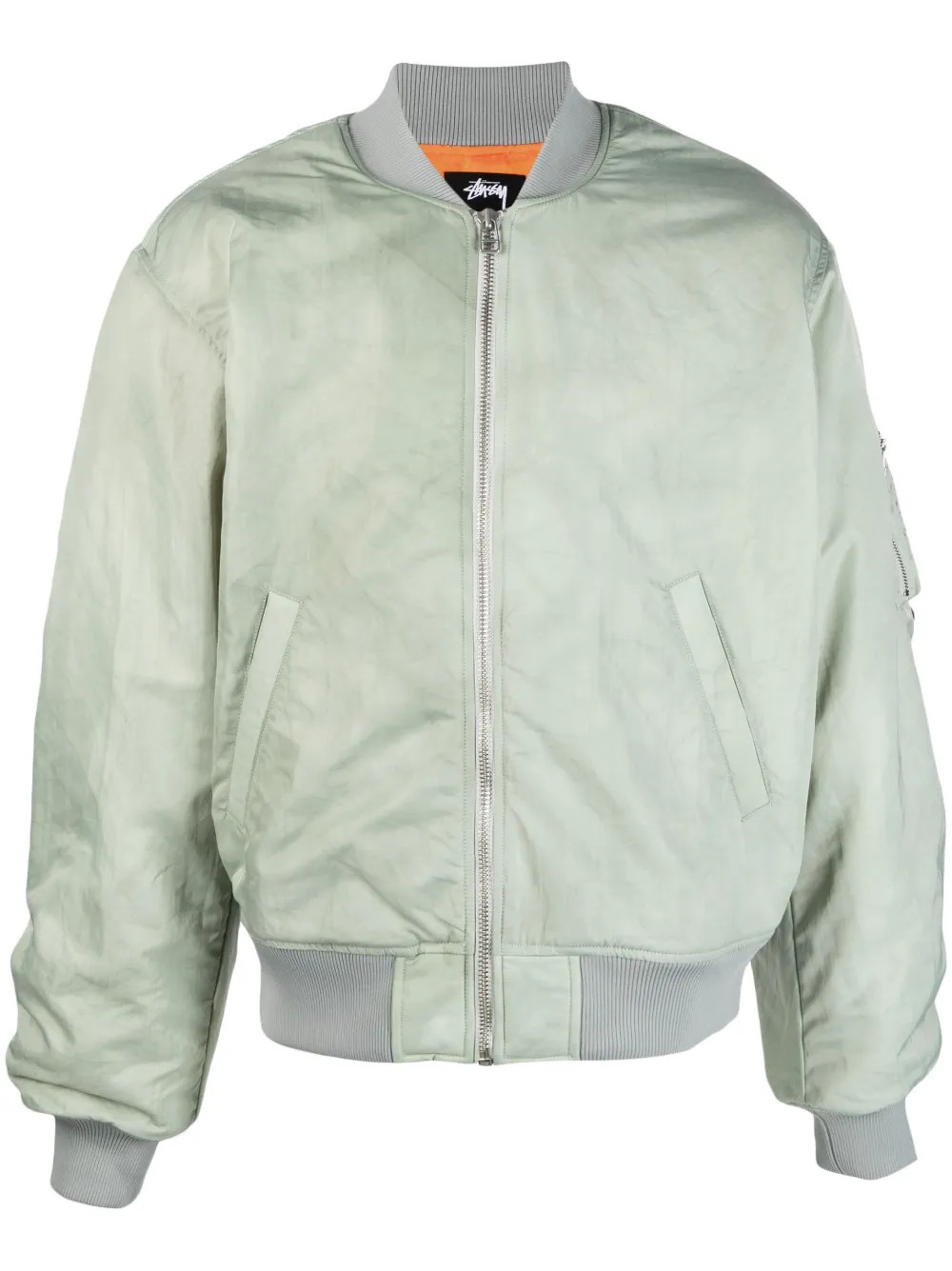 ribbed-trim zipped bomber jacket | Farfetch Global
