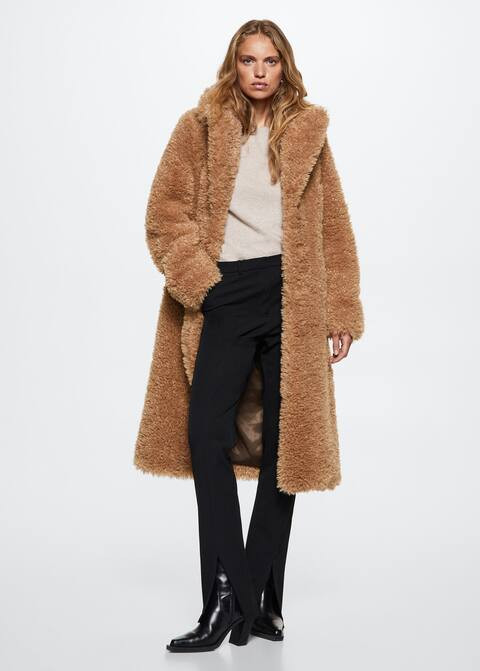 Fur bouclé coat -  Women | Mango USA | MANGO (US)