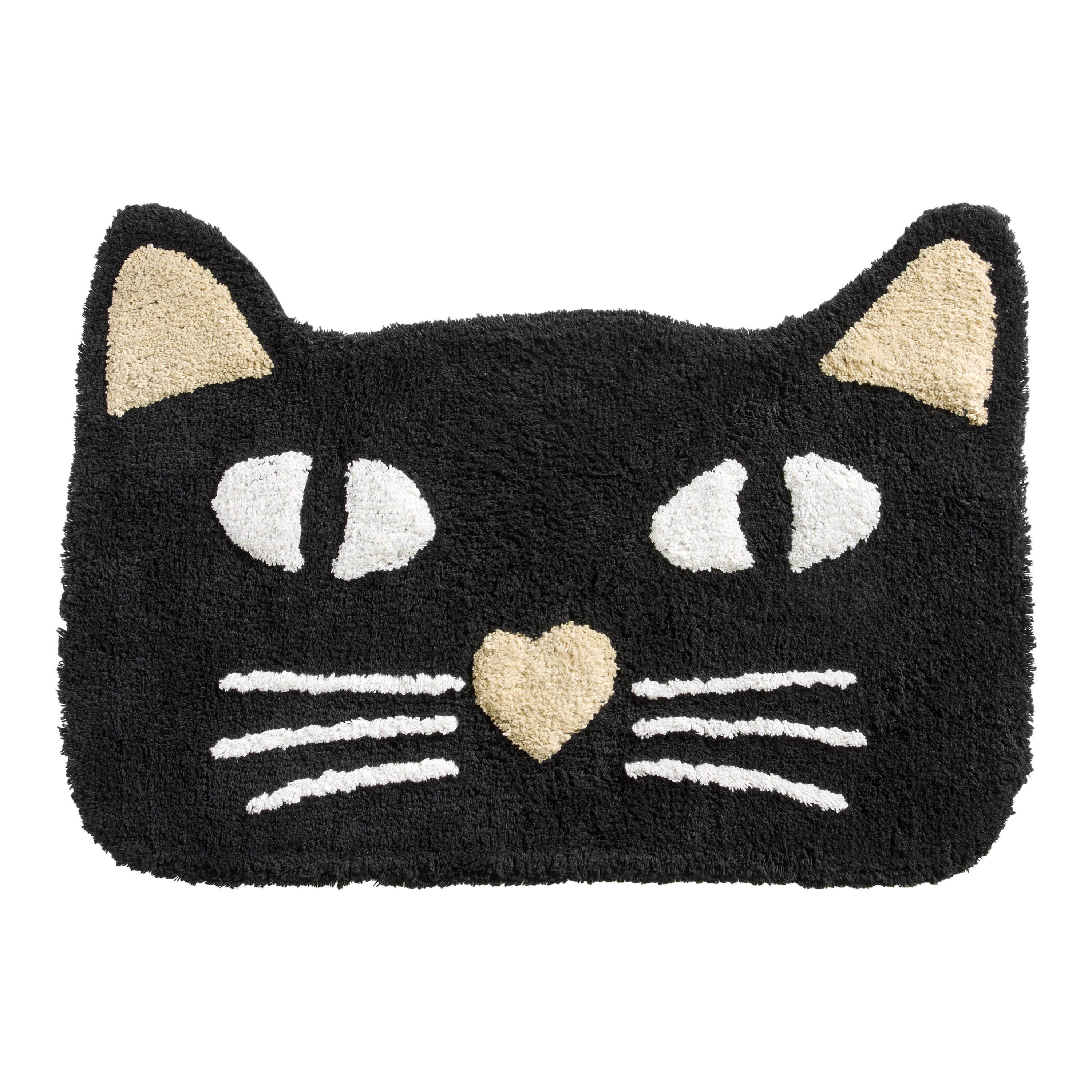 Slater Black Cat Shaped Tufted Bath Mat | World Market