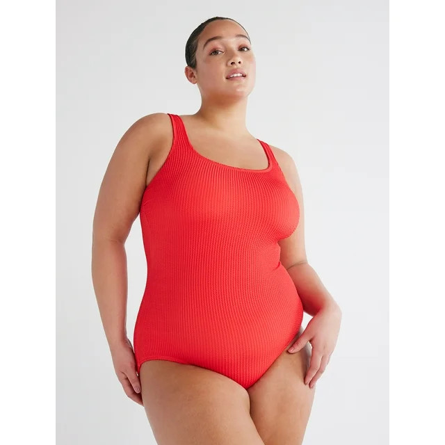 Time and Tru Women's and Women's Plus Crinkle One Piece Swimsuit, Sizes XS-3X | Walmart (US)