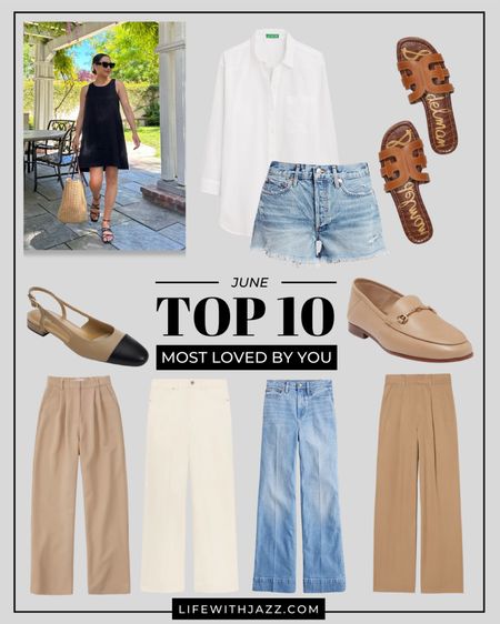 Top 10 bestsellers for June! 

#1 - Sam Edelman bay slide sandals, my tried and true sandals, available in multiple colors and currently on sale!
#2 - Abercrombie Sloane tailored pants, available in multiple colors + lengths, if you’re under 5’4” or have shorter legs, I recommend getting the extra petite or petite length, under $100 
#3 - jcrew linen dress, a great throw on dress for the summer, currently available in black, white, and pink, bump-friendly, under $100 
#4 - Vaneli slingbacks, comfortable + great for the office, classic style 
#5 - agolde Parker high waist denim shorts, I’ve had mine for many years, great quality jean shorts 
#6 - MMLaFleur Milo jeans, an elevated and classic jean
#7 - jcrew denim trousers - continuous bestseller, great wide leg jean for the office and smart casual outfits 
#8 - everlane the way-high drape pants, similar to the Abercrombie Sloane pants, but with a thinner fabric 
#9 - jcrew cotton button-up, perfect oversized shirt for the summer, I added this to my summer capsule this year 
#10 - Sam Edelman Lorraine loafers - comfortable and tts for the office 

#LTKShoeCrush #LTKWorkwear #LTKSeasonal