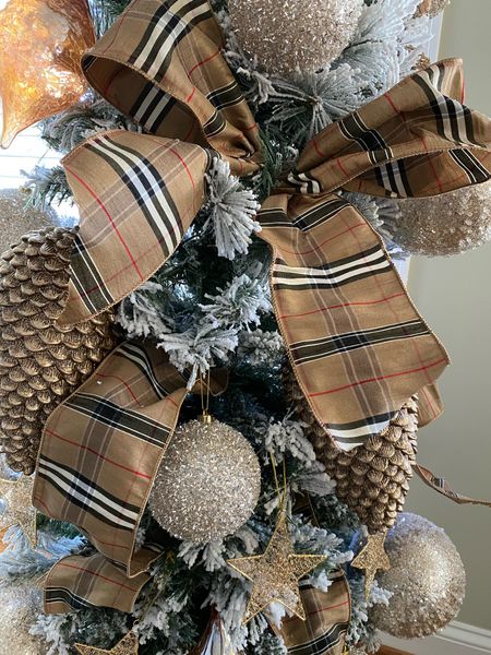 Skinny Christmas Tree in my bedroom 
Ribbon, ornaments, tartan, plaid, tinsel, oversized ornaments, pinecone, flocked tree, thin Christmas tree, Walmart, tree decor, Christmas trees, blown ornaments, neutral tree, bow, wired ribbon, star, stars 

#LTKSeasonal #LTKhome #LTKHoliday
