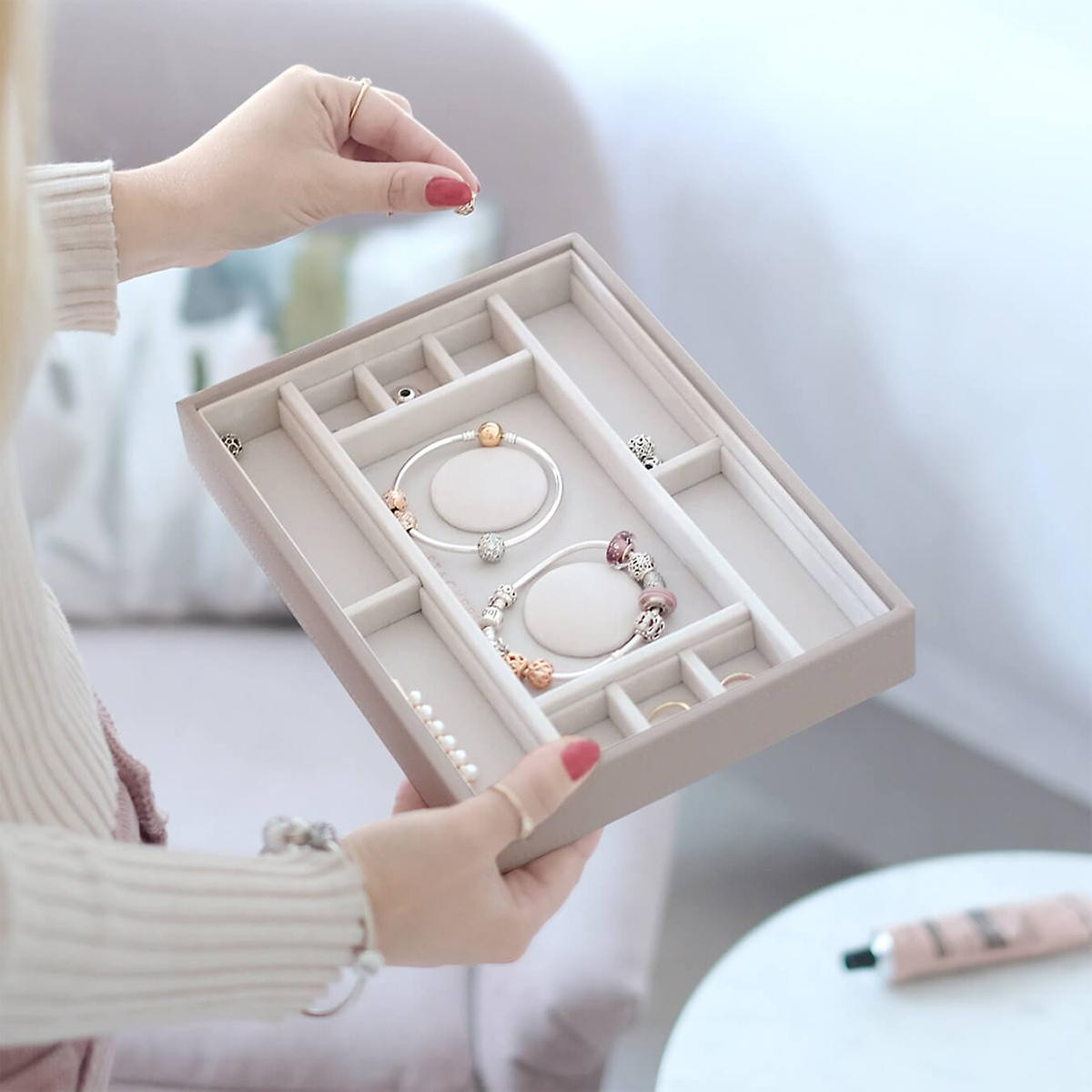 Stackers Classic 2-Charm Bracelet Tray Taupe | The Container Store