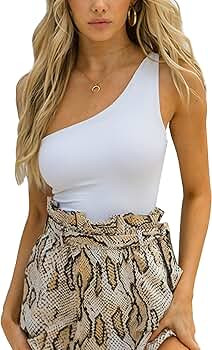 Kelisky Women's Sexy One Shouler Sleeveless Solid One Piece Bodysuit | Amazon (US)