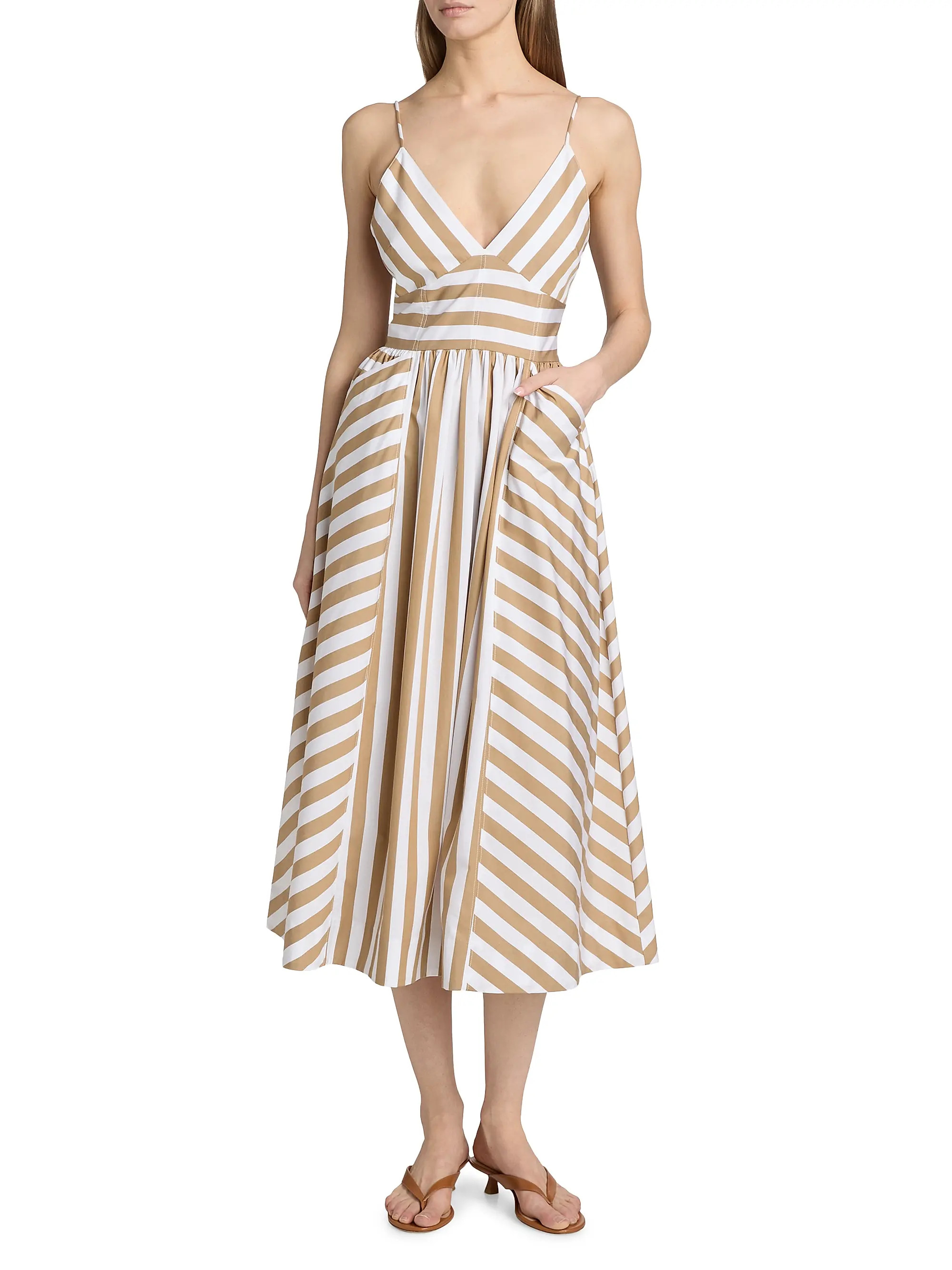 Tanya Taylor Vivien Striped Cotton Midi-Dress | Saks Fifth Avenue | Saks Fifth Avenue
