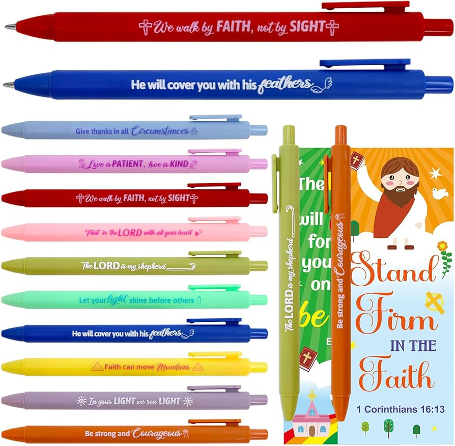 Fancy Land 10 Pack Religious Ballpoint Pens Jesus Cards for Kids Bible Verse Pen with Scripture B... | Amazon (US)