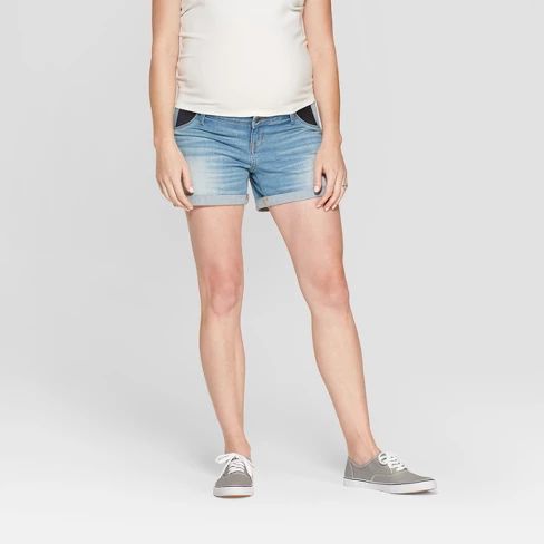 Maternity Inset Panel Midi Jean Shorts - Isabel Maternity by Ingrid & Isabel™ Medium Wash | Target