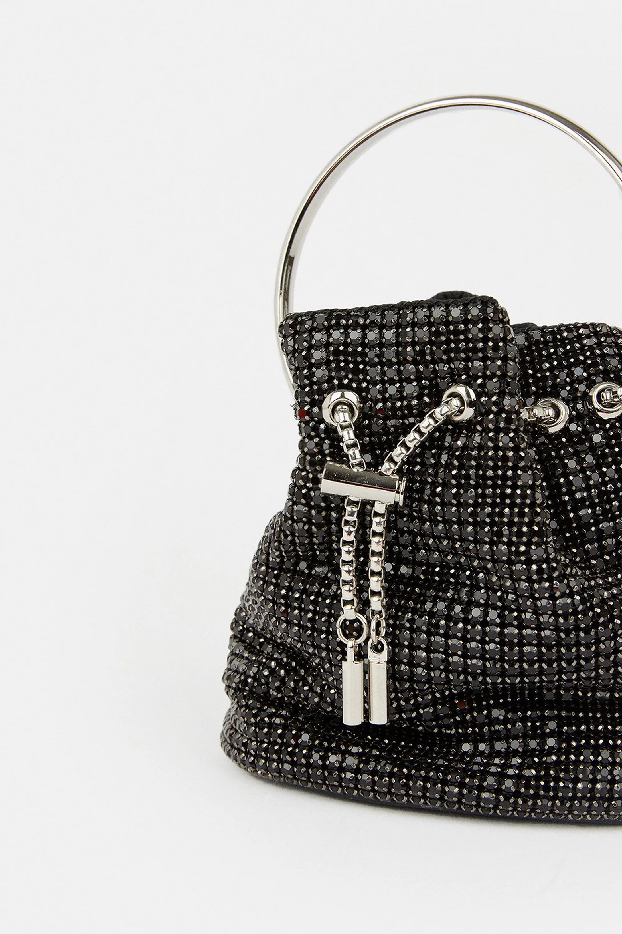 Rhinestone Bucket Hoop Clutch Bag | Karen Millen UK + IE + DE + NL