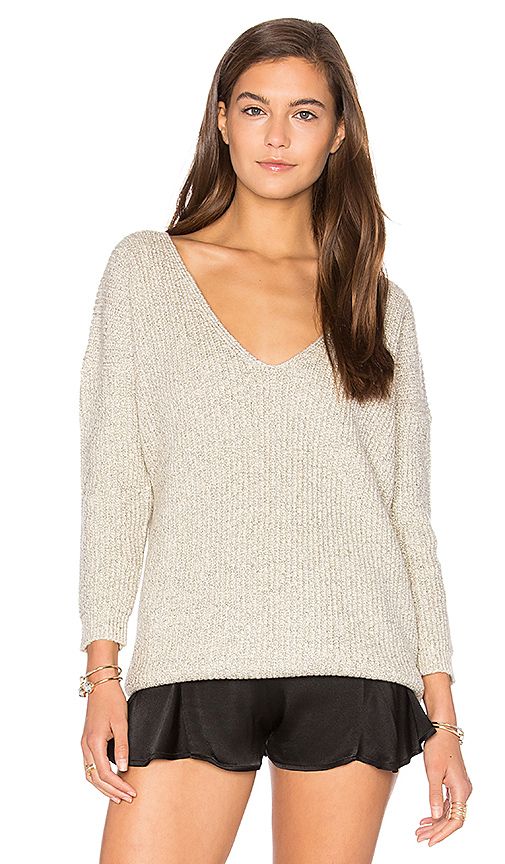 Callahan x REVOLVE Heathered V Neck Sweater in Gray. - size L (also in M,XS) | Revolve Clothing