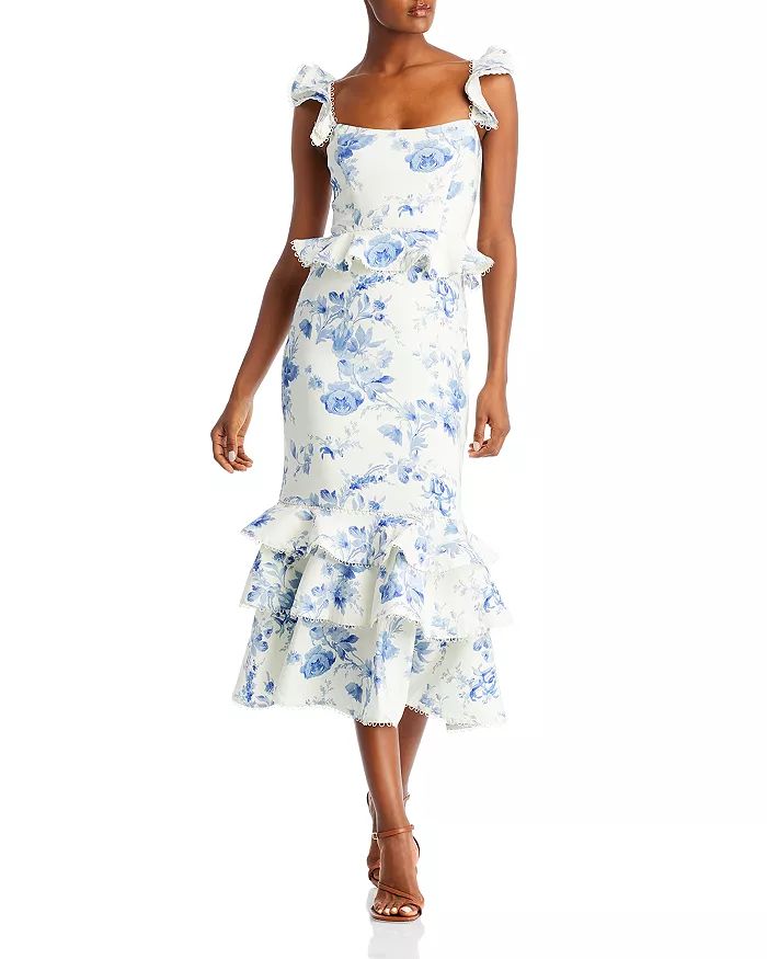 Violet Floral Print Ruffle Midi Dress | Bloomingdale's (US)