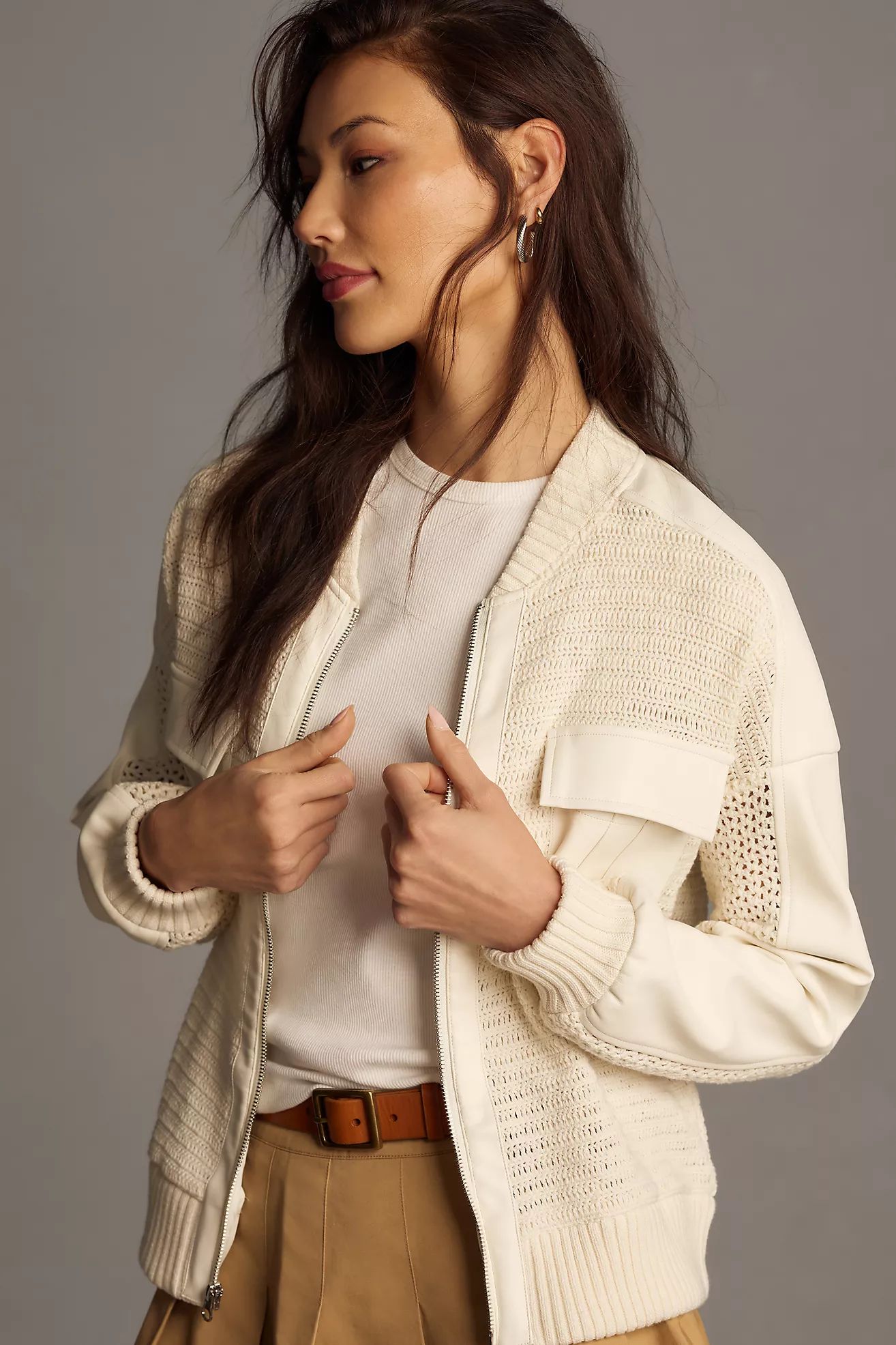 By Anthropologie Crochet Bomber Cardigan Sweater | Anthropologie (US)