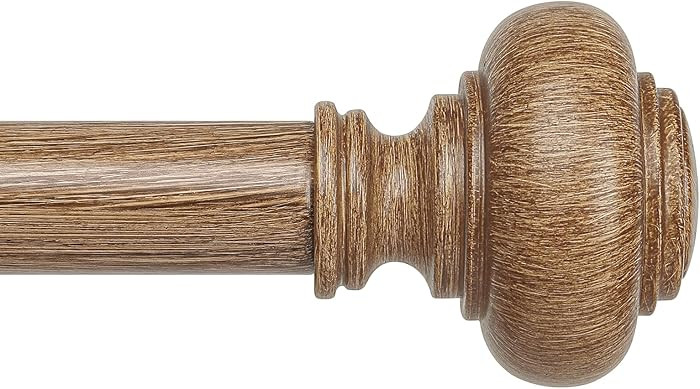 Wood Curtain Rods for Windows 66 to 120 Inch, Boho Vintage Decorative 1 Inch Diameter Long Wooden... | Amazon (US)
