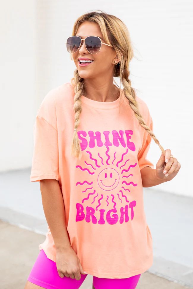 Shine Bright Coral Oversized Graphic Tee | Pink Lily