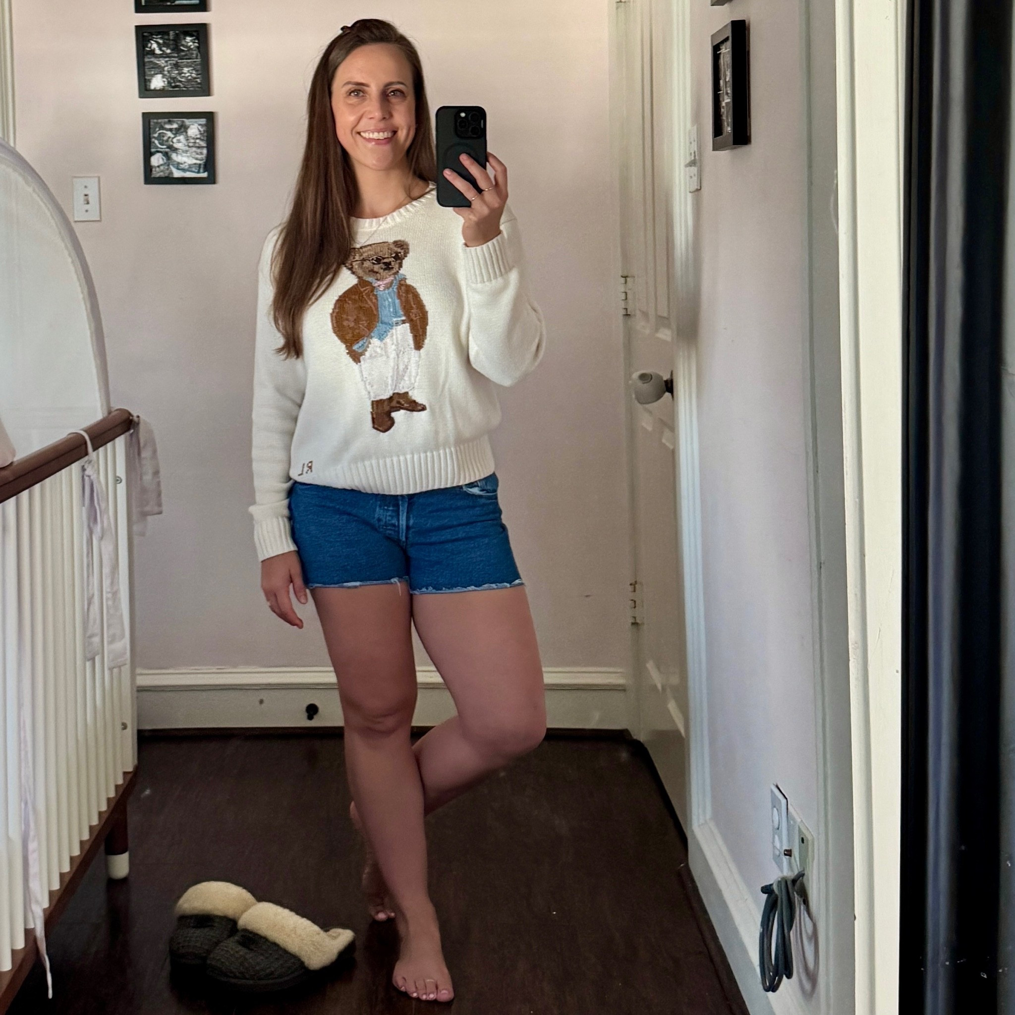 Perfect in between weather outfit, sweater with denim shorts. Wearing a size small and size 27.

#LTKootd #LTKPetite #LTKmomlife