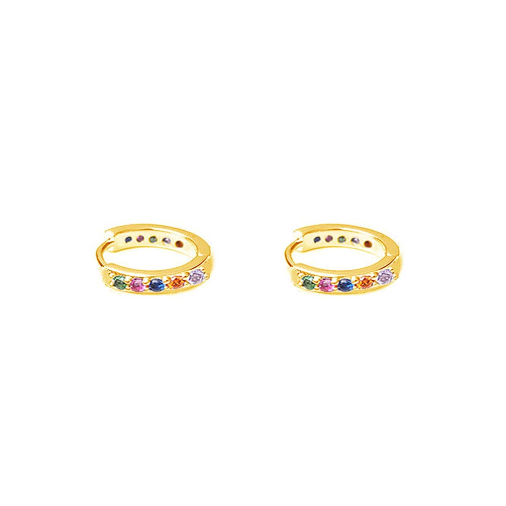 Rainbow 14K Gold Plated Mini CZ Small Cartilage Cuff Hoop Earrings for Women Teen Girls Multicolo... | Amazon (US)
