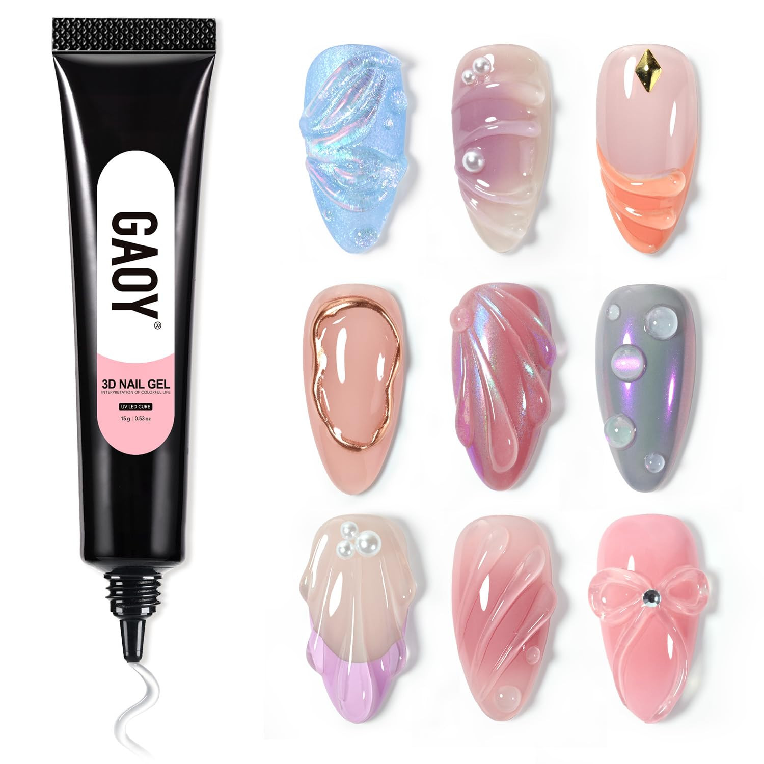 GAOY 3D Nail Gel, 15g Clear Sculpting Gel for Carving, Molding and Painting Nail Art Designs, Nail Glue for Rhinestone Gems Decoration | Amazon (US)