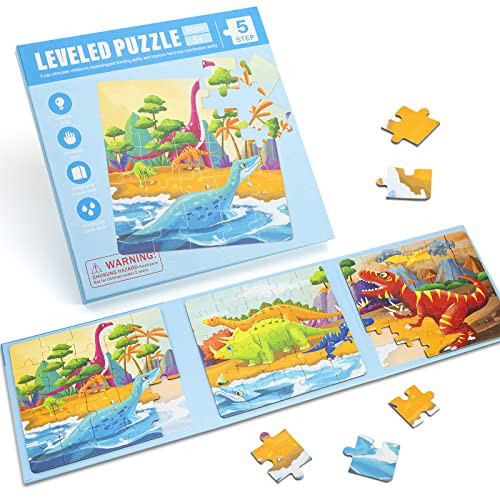 Magnetic Puzzles for Kids Ages 3-5, Montessori Toys Advanced Version 9-12-16 Piece Dinosaur Jigsaw Puzzles Book for Toddlers, Travel Games, Preschool Educational Learning Toys for 4-8 Year Old Gifts | Amazon (US)