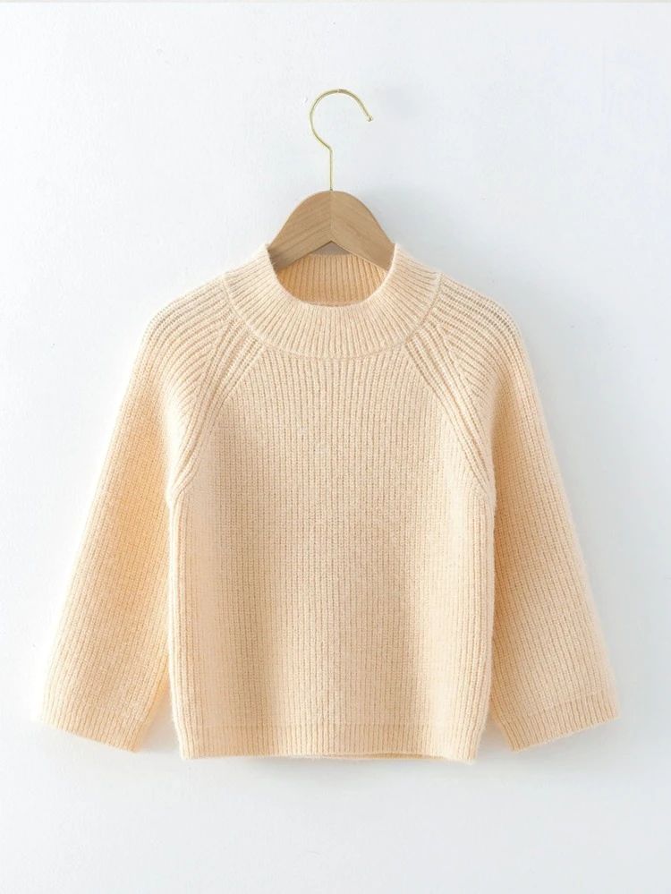 Toddler Girls Solid Raglan Sleeve Sweater | SHEIN