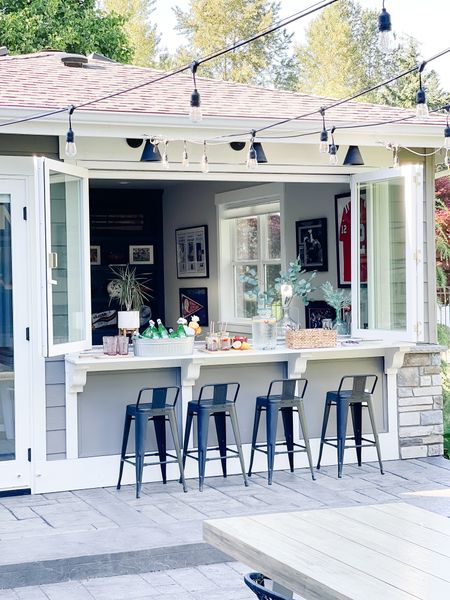 Our outdoor nano window and bar area as used so much during the warmer months! These bar stools are so light and affordable!

#LTKSeasonal #LTKstyletip #LTKhome