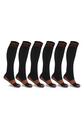 EXTREME FIT Pack of 6 Copper Infused Knee High Socks in Black at Nordstrom Rack, Size Small/medium | Nordstrom Rack