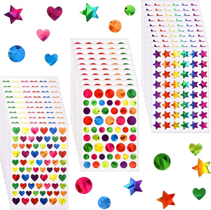 1710 Pcs Star Stickers for Kids Reward, Small Sparkly Holographic Sticker for School Classroom St... | Amazon (US)