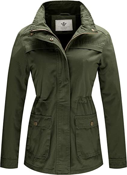 WenVen Women's Casual Military Jacket Cotton Stand Collar Utility Anorak Coat | Amazon (US)