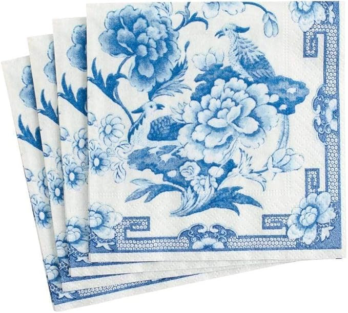 Caspari Blue & White Paper Party Cocktail Napkins - Two Packs of 20 | Amazon (US)