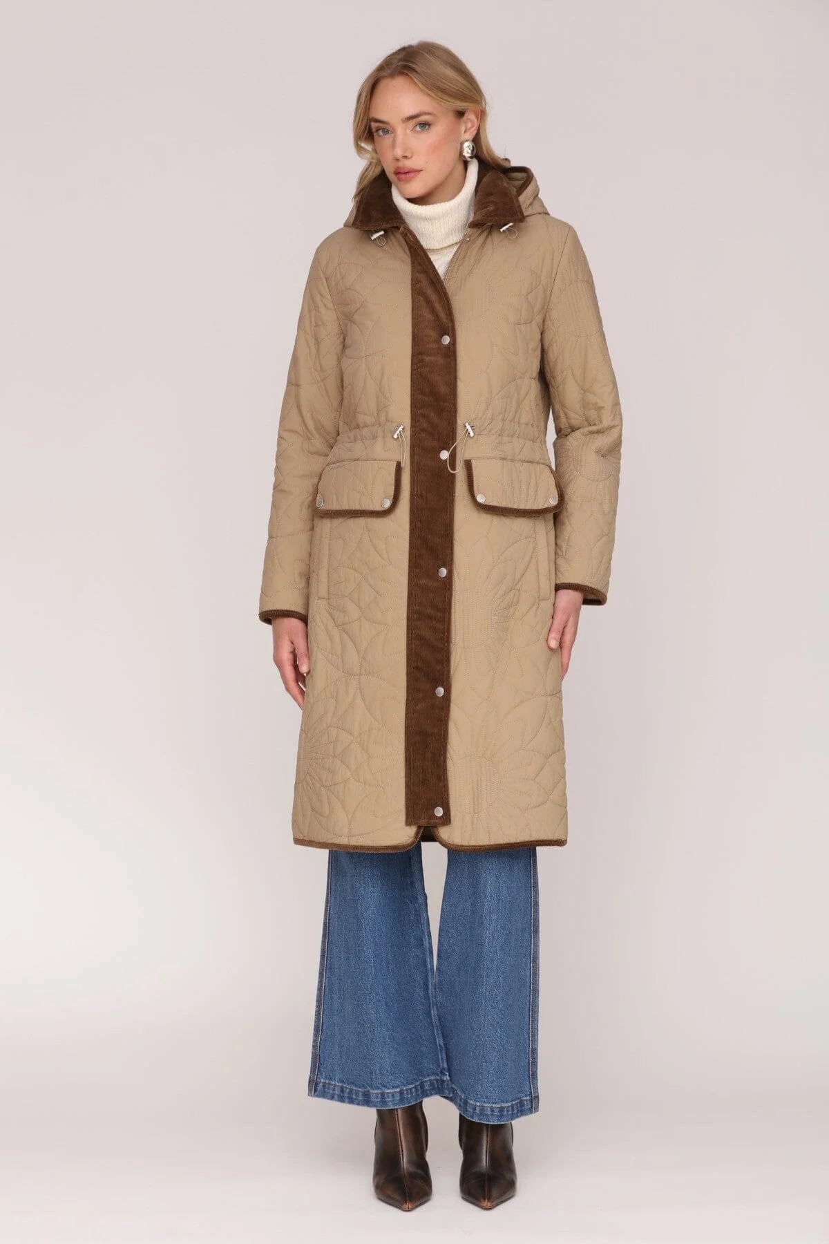 Corduroy Trim Quilted Anorak | Avec Les Filles