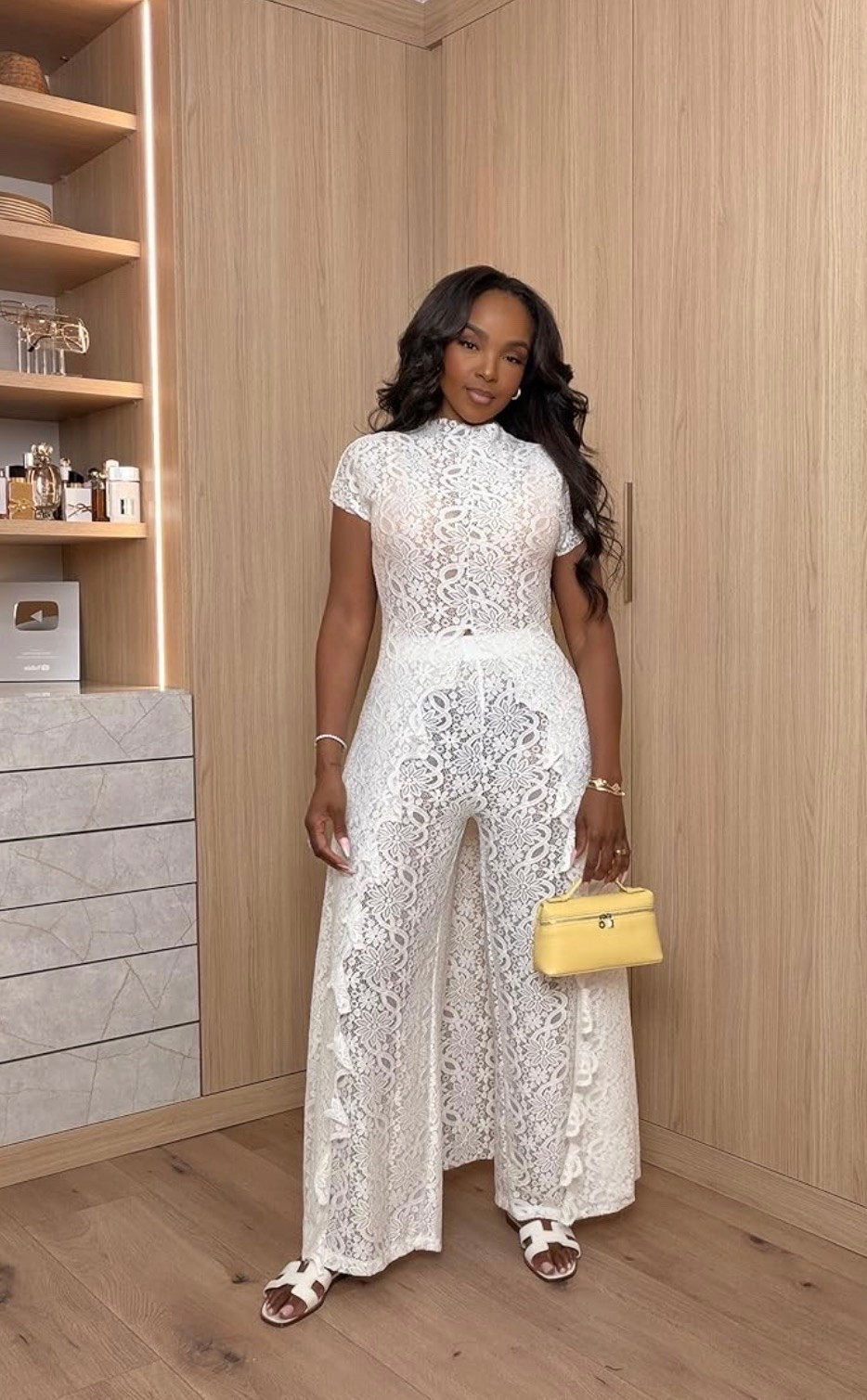Hi Babes!

This white lace moment is absolutely stunning 🤍 The intricate lace detailing gives the look such an elevated designer feel, while the wide-leg silhouette keeps it comfortable, flattering, and unexpected. I love how the yellow handbag adds the perfect pop of color against the crisp white palette.

This is one of those outfits that looks expensive, photographs beautifully, and feels special without sacrificing comfort. The lace overlay creates gorgeous movement and makes this look stand out from a traditional dress.

Perfect for:
• Bridal brunches
• Vacation dinners
• Resort wear
• Garden parties
• Summer events
• Baby showers
• Bridal shower guest outfits

Everything is linked below 🤍

xx Kira | IG: KirasFashionFinds

34D - 27 - 40 • Size Small or 4