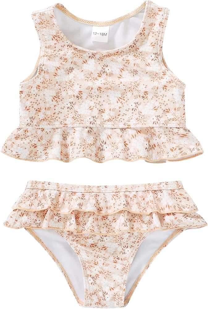 Tiny Cutey Toddler Girl Summer Swimsuit Sleeveless Swimwear Baby Girl Two-Piece Swimsuit Suit Beach  | Amazon (US)