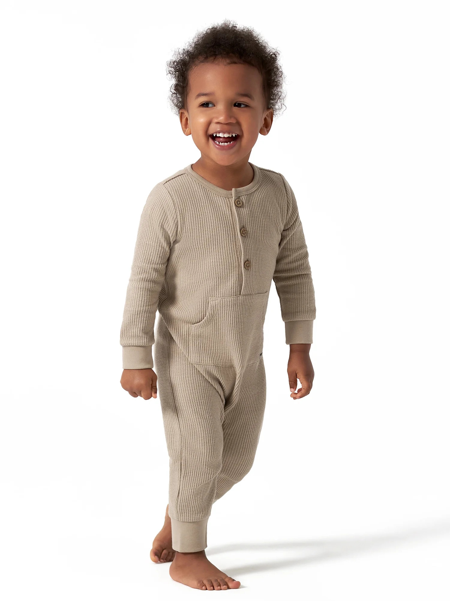 Modern Moments by Gerber Baby Boy Waffle Long Sleeve Romper, Sizes 0/3-24 Months | Walmart (US)