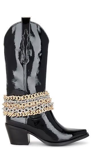 Dagget Boot in Black Crinckle Pattern & Gold | Revolve Clothing (Global)
