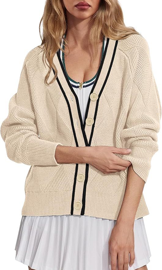 SuperPrity Cardigan Sweaters for Women Fashion 2024 Button Open Front Knit Oversized Cardigans Co... | Amazon (US)