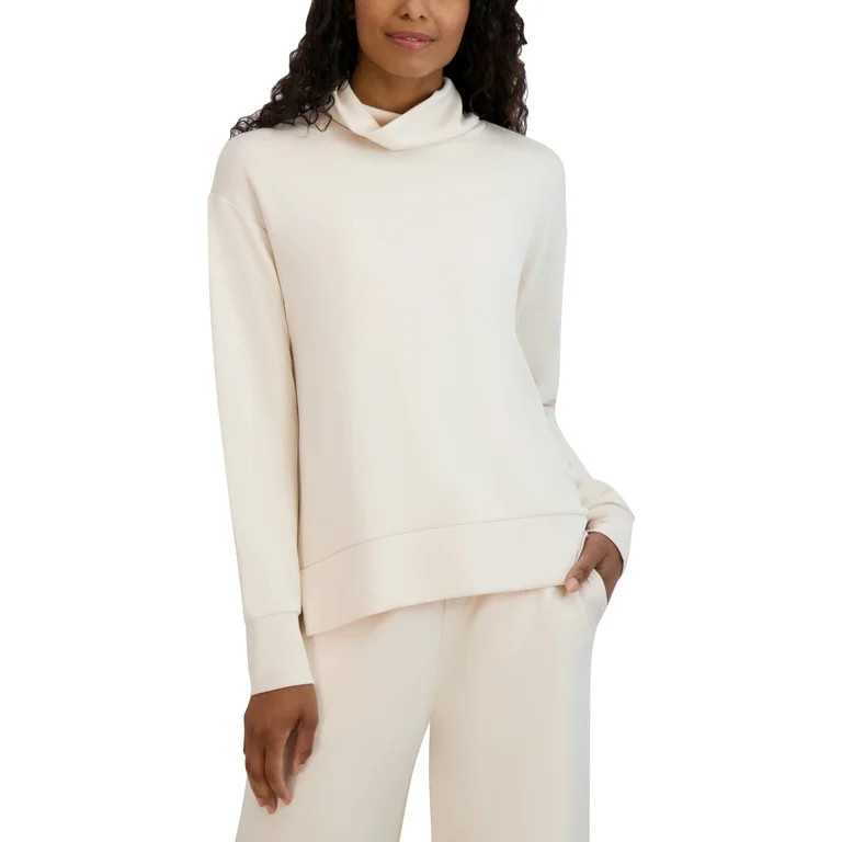 BCBG Paris Women's Mock Neck Long Sleeve Tunic Length Space Dye Pullover with Slits, Sizes XS to ... | Walmart (US)