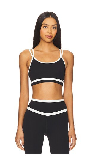 Eva Rigor Double Strap Sports Bra in Black & White | Revolve Clothing (Global)