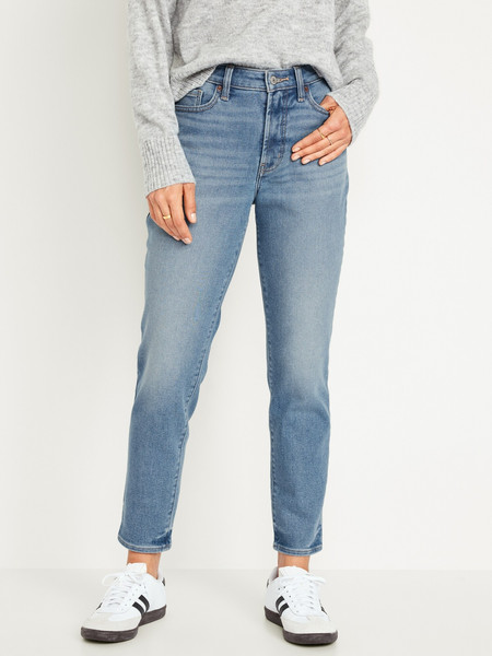 High-Waisted OG Straight Built-In Warm Ankle Jeans for Women | Old Navy (US)