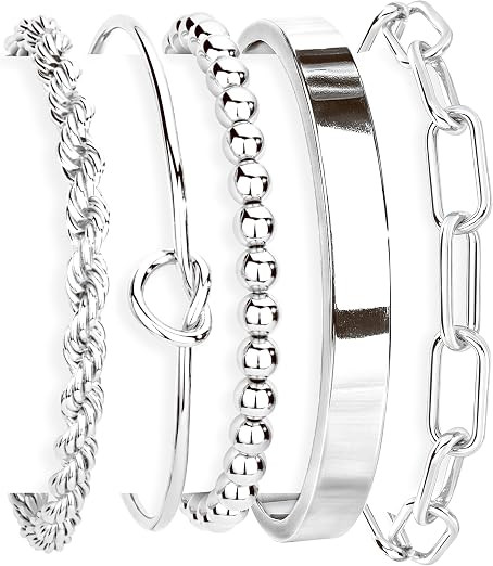 Gold Cuff Bracelets for Women Trendy Waterproof Chunky Bangles | Amazon (US)