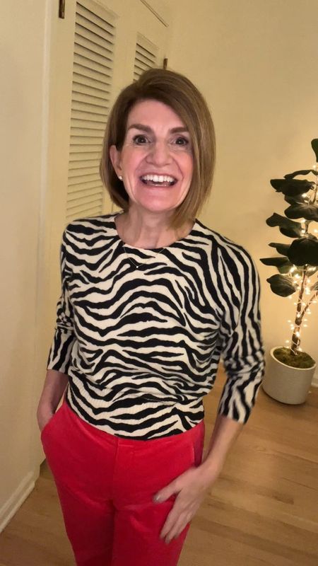 Always love a great Kate Spade vibe! 💗♠️🤍 Favorites from jcrew! The sweater is cropped. I sized up. Wearing size S. Pants are true to size. Wearing 4P, have them tucked under a couple inches.

#holidayoutfit #festiveoutfit #whattowear #injcrew #salealert

#LTKHoliday #LTKCyberweek #LTKSeasonal
