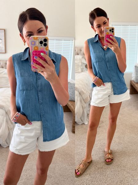 Easy mom outfit idea! What I wore for volunteering in the classroom
•chambray top in a small
•loose shorts in a 4 

#LTKStyleTip #LTKFindsUnder50 #LTKSeasonal